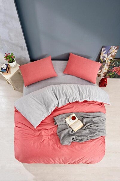 ALVERA COLLECTION طقم سرير مفرد بلون واحد أحمر