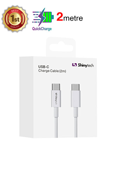 Shinytech USB-C Şarj Kablosu 2m – iPhone 15/16/17 ve Android Uyumlu Hızlı Type-C Kablo