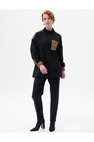 Kayra Hanorac din tweed negru - cu garnitură