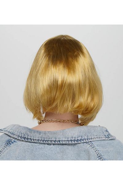 nuit dose Gold Color Straight Cut Blunt Party Wig Short False Hair