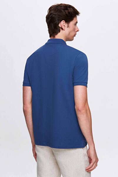 D'S Damat Ds Damat Regular Fit Indigo Plain Knit 100% βαμβακερό μπλουζάκι