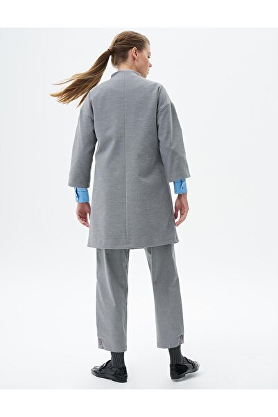 Kayra Γκρι παλτό με μανίκια τριών τετάρτων