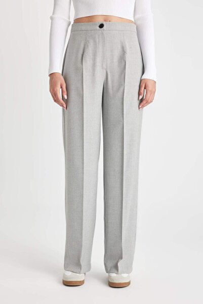 DeFacto C6402Ax/Gr28 Defacto Women's Canvas Trousers Lt.Grey Melange