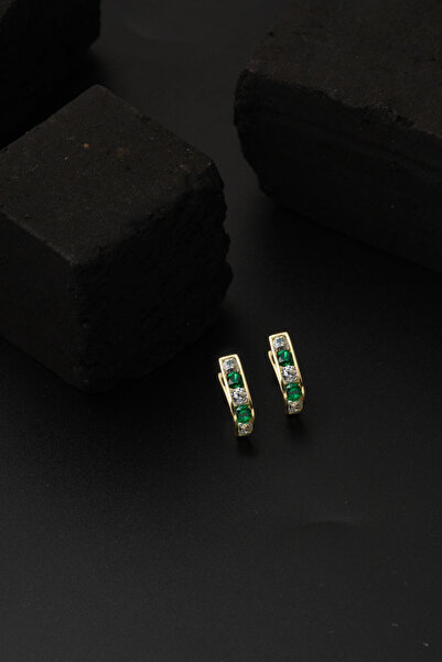 Bilezikci 14 Ayar Yeşil Taşlı Altın J Bebek Küpesi