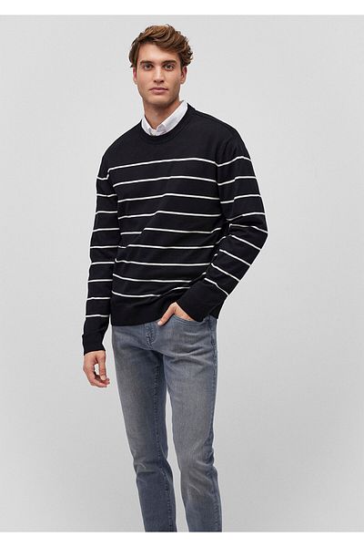 Mavi White Striped Black Sweater Regular Fit / Regular Cut 0710226 -900