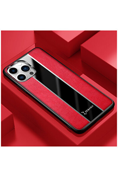 Zebana Apple iPhone 12 Pro Max Compatible Case Premium Leather Case Red