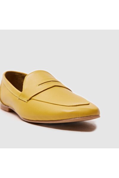 TOGO Sarı Hakiki Deri Kadın Babet Ayakkabı [060033] – Düz & Düşük Topuk