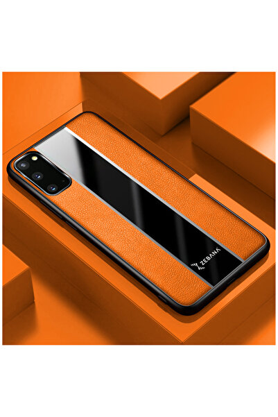 Zebana Samsung Galaxy S20 FE Uyumlu Kılıf Premium Deri Kılıf Turuncu