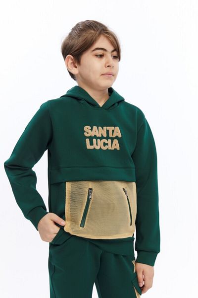 XO Kids Hooded Lace-Up Elastic Waist Embroidered Boy's Tracksuit Set 5-14 Years 5015