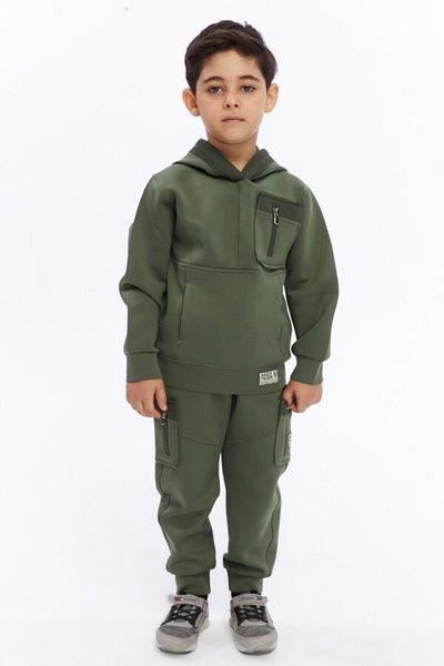 XO Kids Σετ φόρμας για αγόρια με κουκούλα με κορδόνια ελαστική μέση με πολλές τσέπες 5-14 ετών 5013