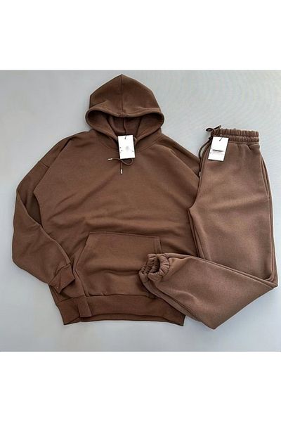 DWN WEAR Памучен 3 нишки унисекс голям зимен комплект анцуг - дълъг ръкав