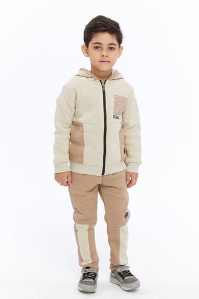 XO Kids Αγόρι φόρμα με κουκούλα και κορδόνια με ελαστική μέση κεντημένη φόρμα 2-7 ετών 4013