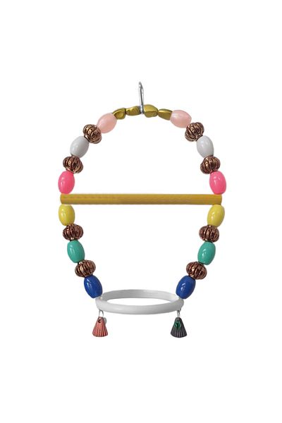 kapsulavm Colorful Beaded Oval Ring Parrot Swing 15 Cm-23 cm