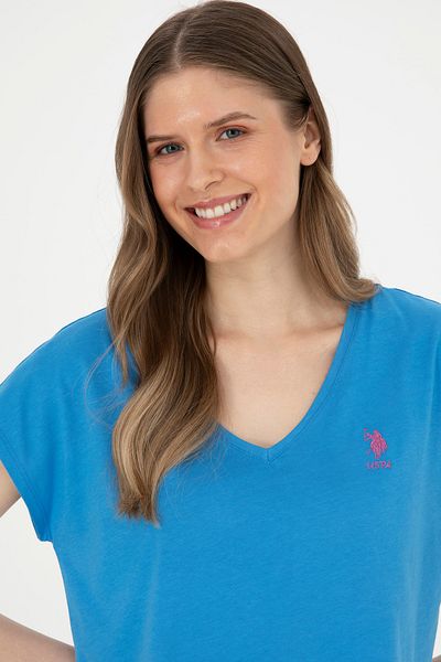 U.S. Polo Assn. Tricou cu decolteu în V Saks Colorful pentru femei50285849-VR045