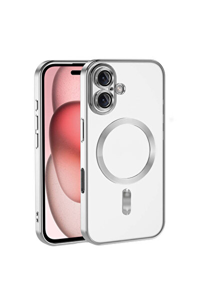 UnDePlus Apple iPhone 16 Plus Kılıf Magsafe Kamera Lensli Korumalı Şeffaf Silikon Kapak