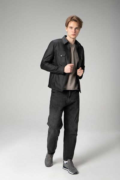 Dericlub Wm244 Taffeta Real Leather Men's Jacket Black