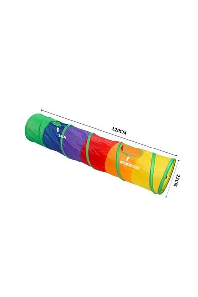 Wovna Cat Play Tunnel with Rainbow Pattern, Foldable 125 cm