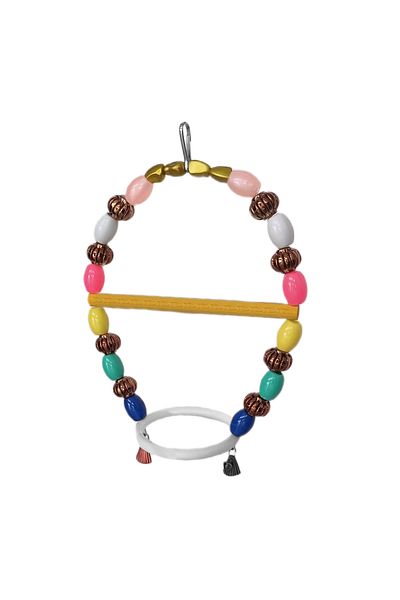 kapsulavm Colorful Beaded Oval Ring Parrot Swing 15 Cm-23 cm