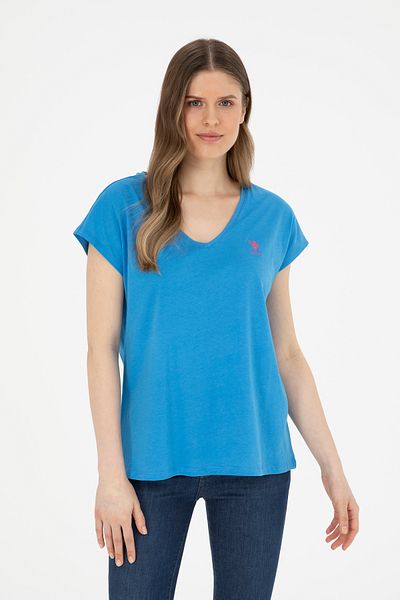 U.S. Polo Assn. Tricou cu decolteu în V Saks Colorful pentru femei50285849-VR045