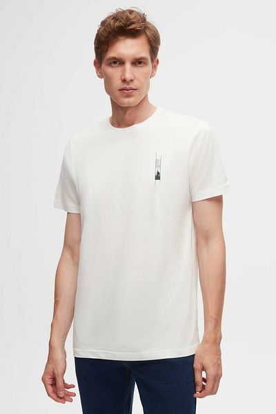 Twn Μπλουζάκι Regular Fit Λευκό εμπριμέ 100% βαμβάκι
