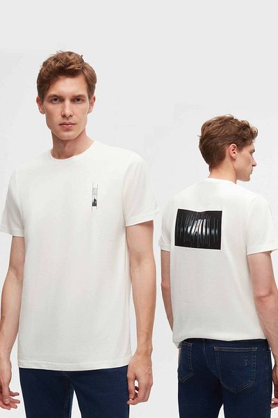 Twn Μπλουζάκι Regular Fit Λευκό εμπριμέ 100% βαμβάκι