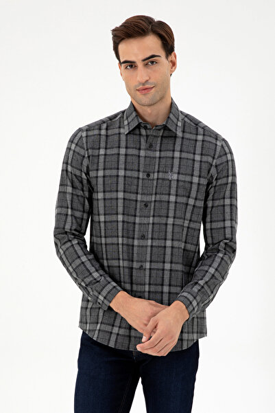 U.S. Polo Assn. قميص رجالي أنثراسايت بأكمام طويلة 50296616 -VR006