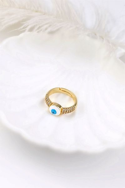 Çlk Accessories قابل للتعديل حجر منحني عين الشر حبة الدائري TrRing1277