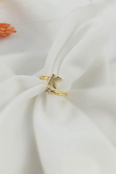 Çlk Accessories محشش حرف K الدائري Stoneharfyüzükk