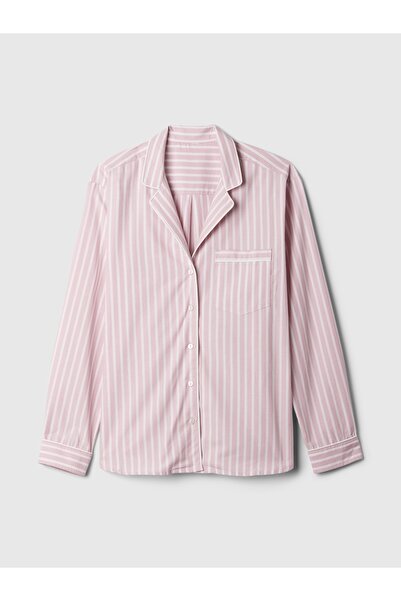 GAP Kadın Pembe Poplin Pijama Gömlek