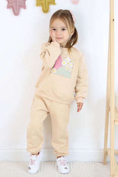 Harika KIDS Embroidery Detailed Raised 3 Thread Tracksuit Set for Girl