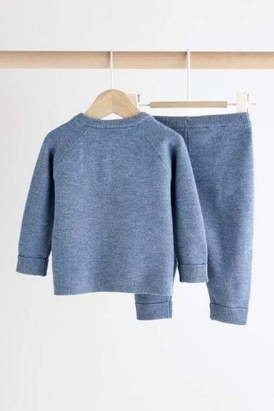 Next Baby 100% Cotton Dark Blue Knitwear Bottom and Top Set