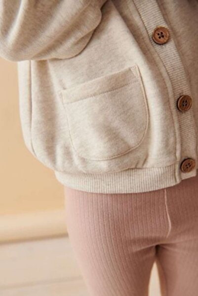 Next Baby Cotton Cream Lace Collar Cardigan Pink Leggings Bottom Top Set