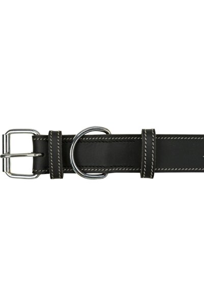 Trixie 55-65cm 40mm Black Thick Leather Dog Collar - L-XL