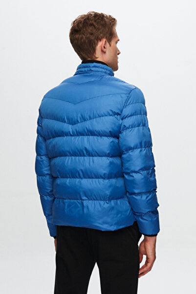 D'S Damat Slim Fit Mavi Rüzgar Geçirmez Elyaf Dolgulu Şişme Mont