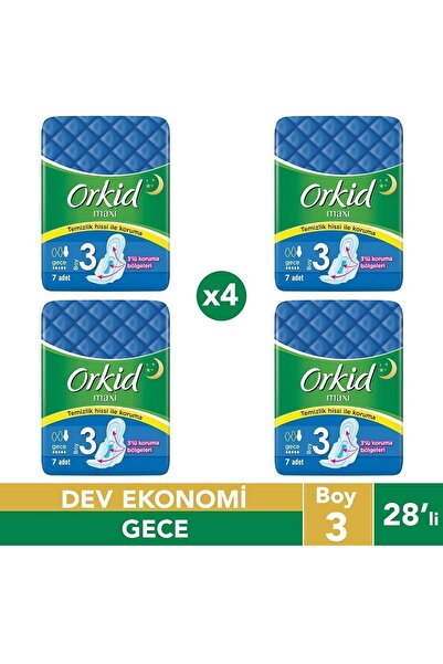 Orkid فوط صحية ليلية ماكسي 28 قطعة (عبوة 7×4)