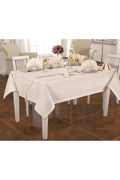HobiDünyasıElif Spring Cream 26 Piece Tablecloth Set