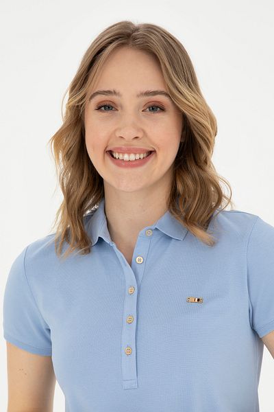 U.S. Polo Assn. Rochie tricotată pentru femei albastru deschis - 50285859 -VR003