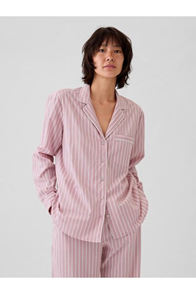 GAP Kadın Pembe Poplin Pijama Gömlek
