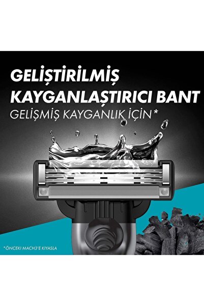 Gillette Mach3 Charcoal Avantajlı Yedek Tıraş Bıçağı 8'li