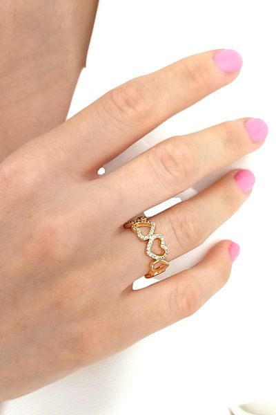 Çlk Accessories Premium Adjustable Rhinestone Heart Ring