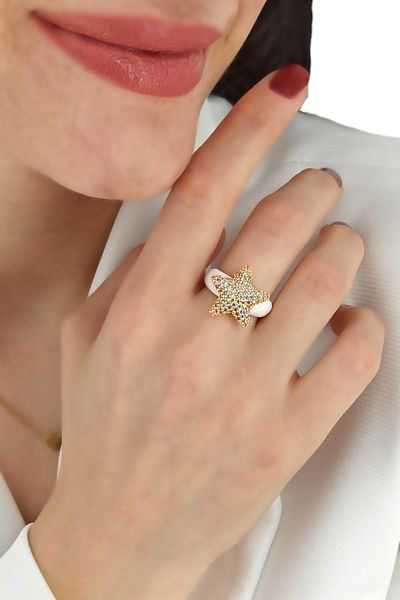 Çlk Accessories المينا النجمية المميزة - حلقة حجرية قابلة للتعديل