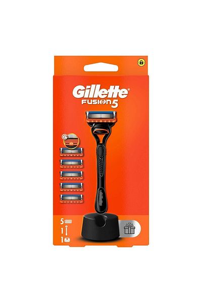 Gillette Fusion5 Σετ ξυριστικής μηχανής 5 τμχ και ανταλλακτική λεπίδα - Περιλαμβάνεται βάση ξυραφιού