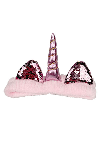 Toyaş Λούτρινο μπαντάνα με σχέδιο μονόκερου - ανοιχτό ροζ, με κέρατα, μακιγιάζ με κορδέλα για τα μαλλιά