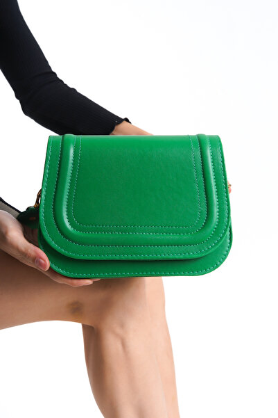 Moda Değirmeni Зелена шкіряна жіноча сумка через плече BG1175-301-0001