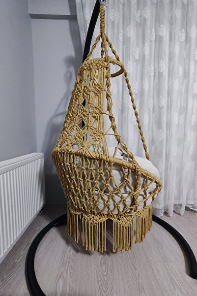 WOODSHUT Makrome Salıncak Minderli - %100 El Işçiliği - MİS38221B