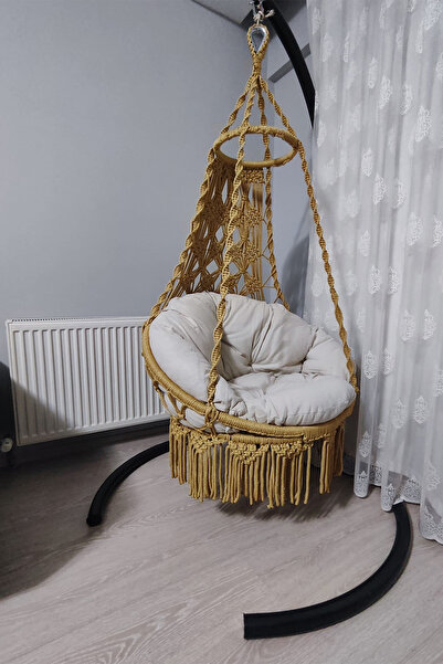 WOODSHUT Makrome Salıncak Minderli - %100 El Işçiliği - MİS38221B