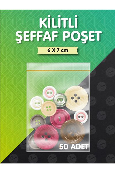 t tuğset etiket 50 Transparent Ziplock Bags - 6X7 Cm, Nuts and so on Bags-T1070