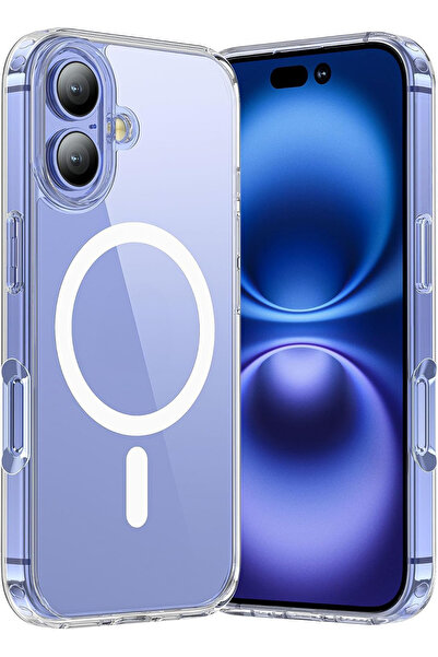 Caseji iPhone 16 Uyumlu Gerçek Magsafe Özellikli Şeffaf Kılıf