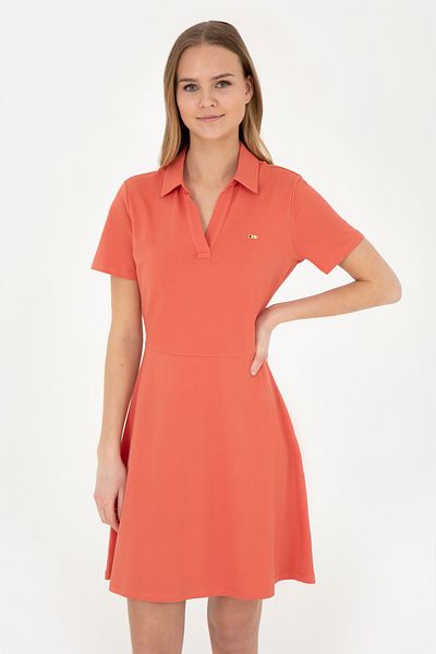 U.S. Polo Assn. Γυναικείο Πλεκτό Φόρεμα Polo Neck - Πούδρα 50285872 -VR042