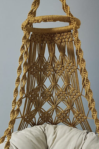 WOODSHUT Makrome Salıncak Minderli - Askı Demiri ile - %100 El Işçiliği - MİS38221BA